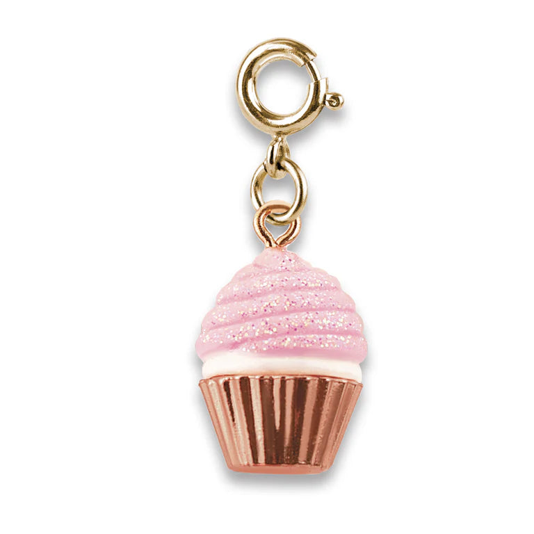 Pink Glitter Cupcake Charm