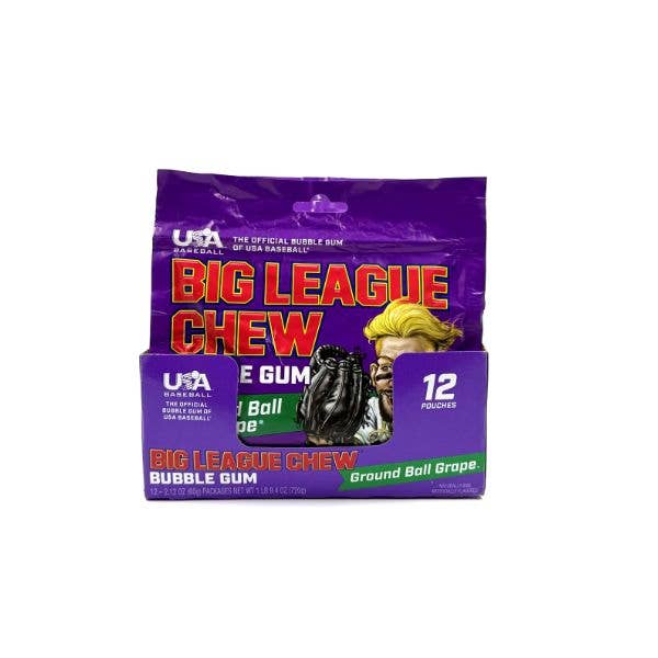Big League Chew Ground Ball Grape Gum, 12ct Pouches