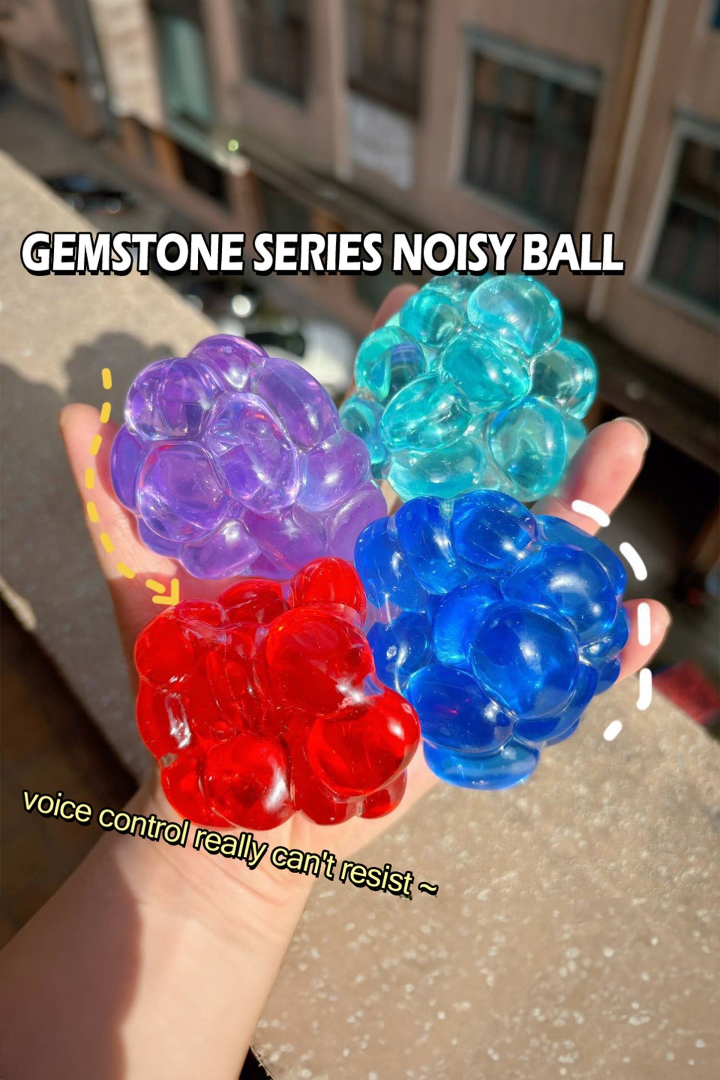Transparency Emerald Noisy Stress Relief Ball Squishy Toy