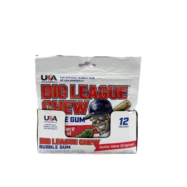 Big League Chew Outta Here Original Gum, 12ct Pouches