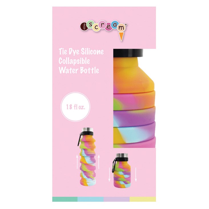 Collapsible Silicone Water Bottle Swirl Tie Dye-1
