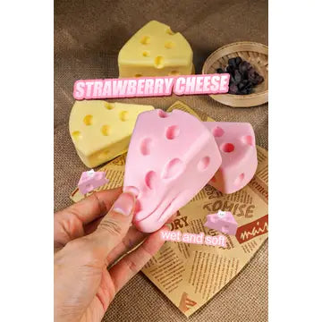 Slow Rising Stress Relief Sensory Pink Cheese Squishy Toy