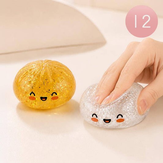Metallic Smiling Steamed Bao Bun Dumpling Squeeze Squishy Stress Relief Toy
