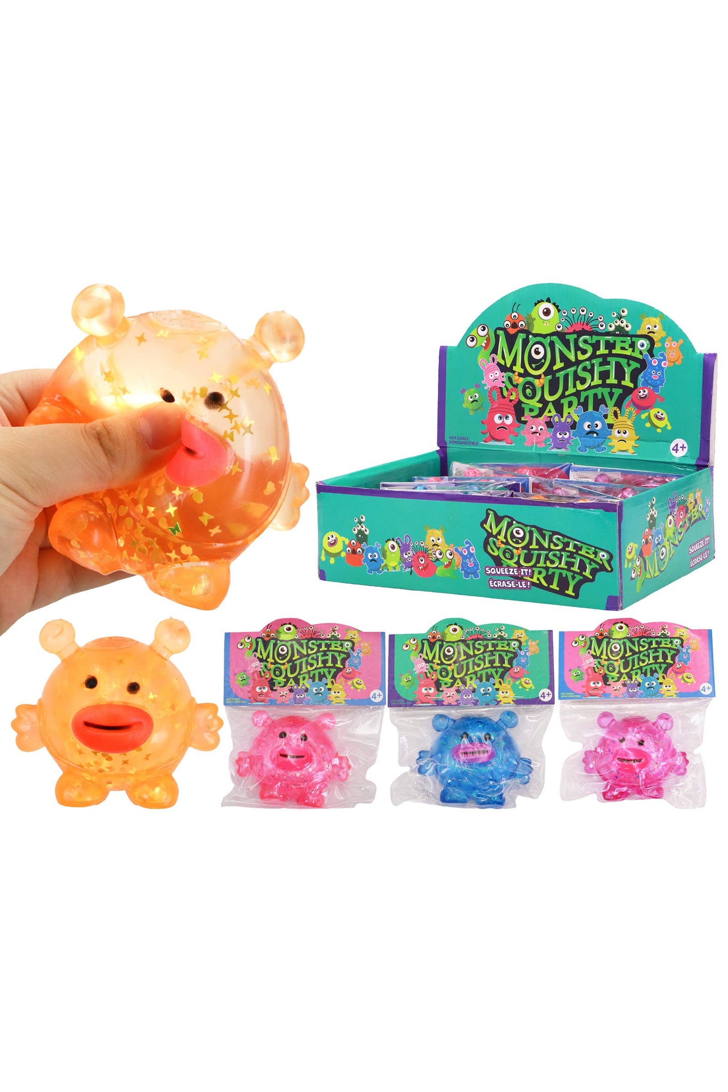Round Monster Glittery Maltose Putty Filled Squishy Bag