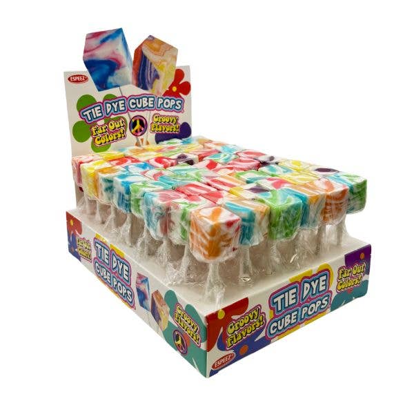 Tie Dye Cube Pop Lollipops 48ct Display Box