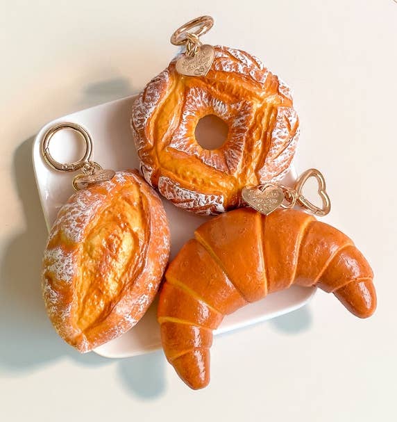 Realistic Bakery Squishy Keychain – Croissant/ Donut/Bread