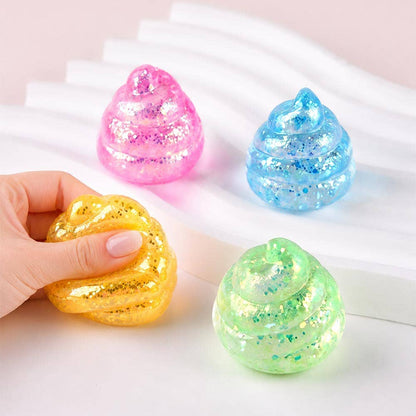 12PCS - Glitter Swirl Cone Squeeze Squishy Stress Relief Toy