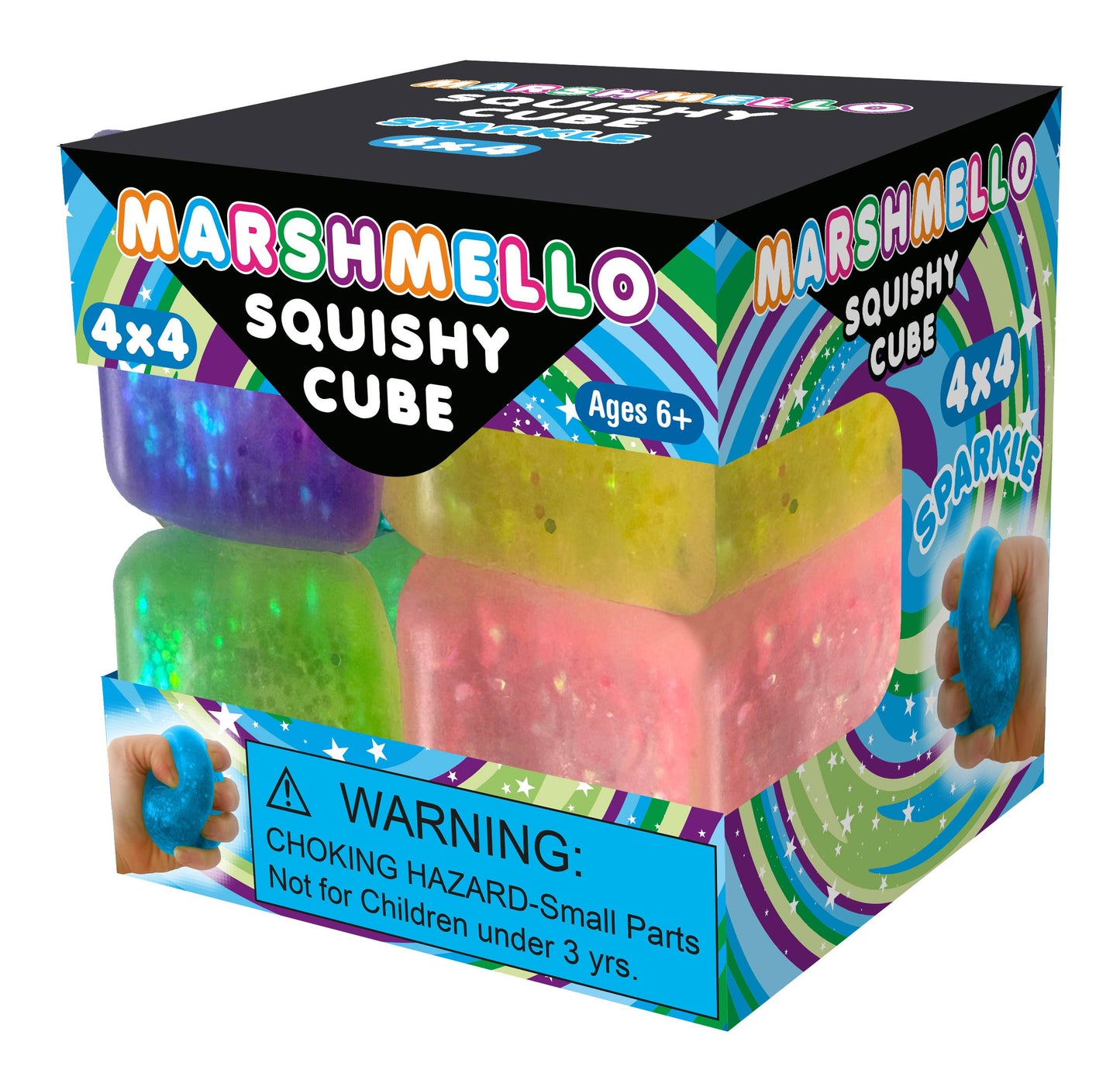 Marshmello 4x4 Squishy Mini Cube Glitter