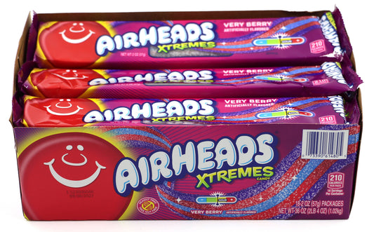 Airheads Xtremes Very Berry Candy Belts 2oz, 18ct