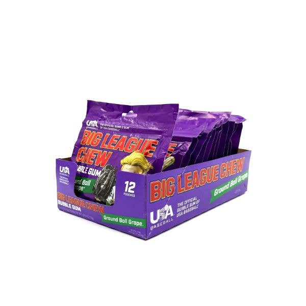 Big League Chew Ground Ball Grape Gum, 12ct Pouches