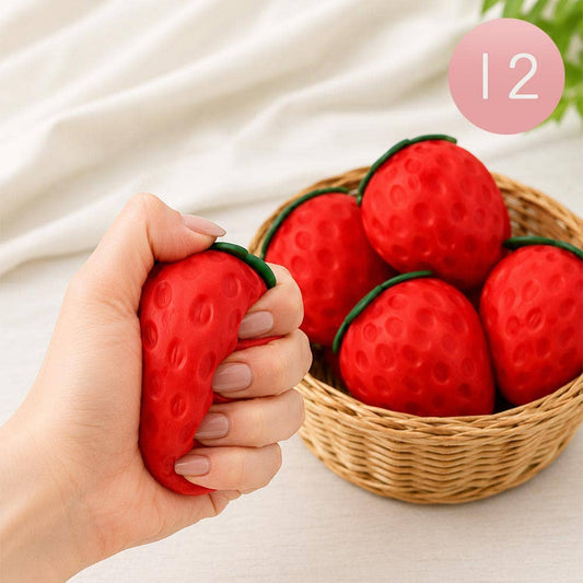 12PCS - Strawberry Squeeze Squishy Stress Relief Toy
