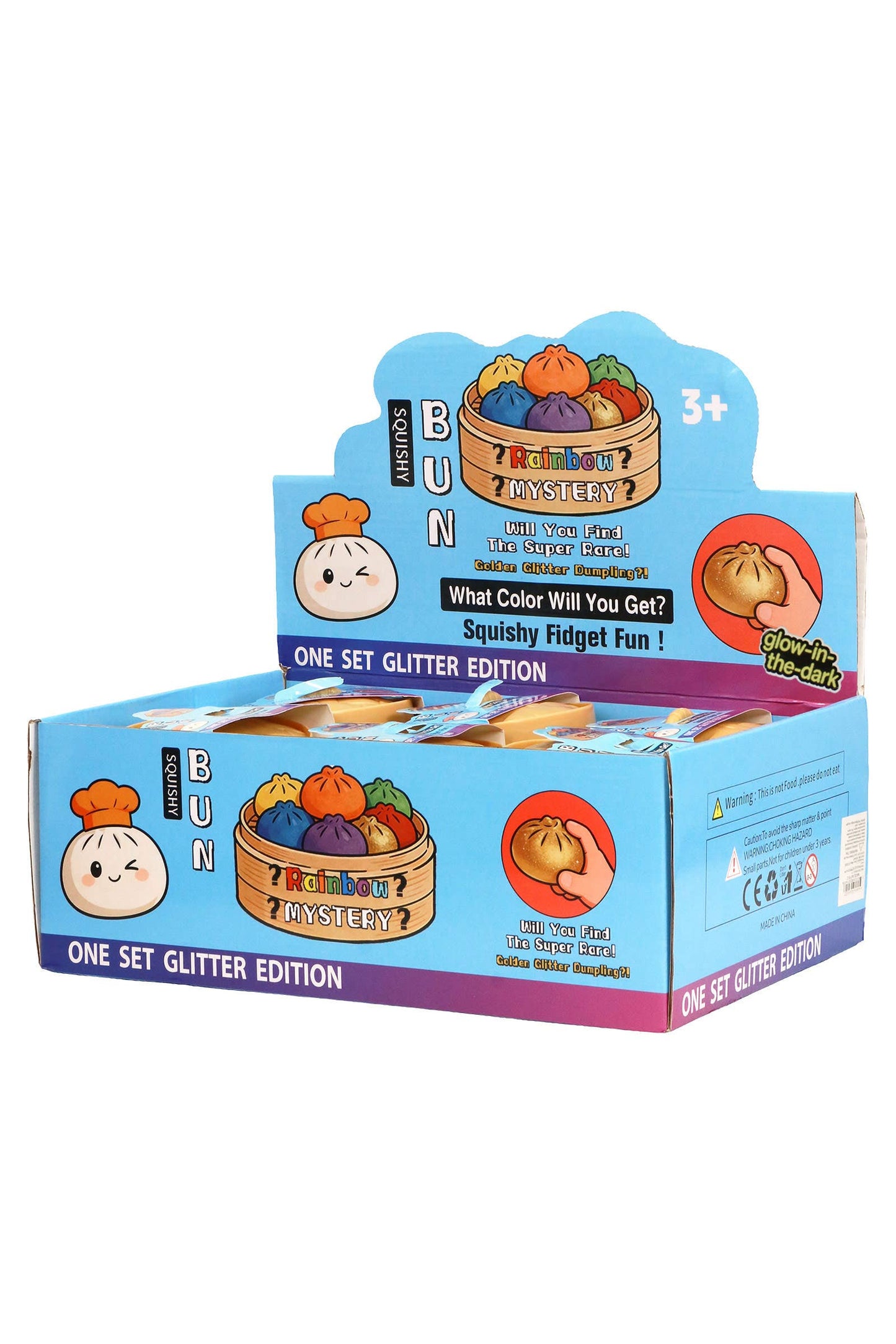 Glow In Dark Chunky Glitter Jiggly Dumpling Bao Bun Squishy