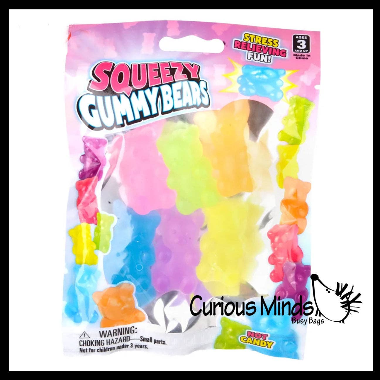 1 Bag of 6 Gummy Bear Squishy Mochi Fidget - Cute Animal