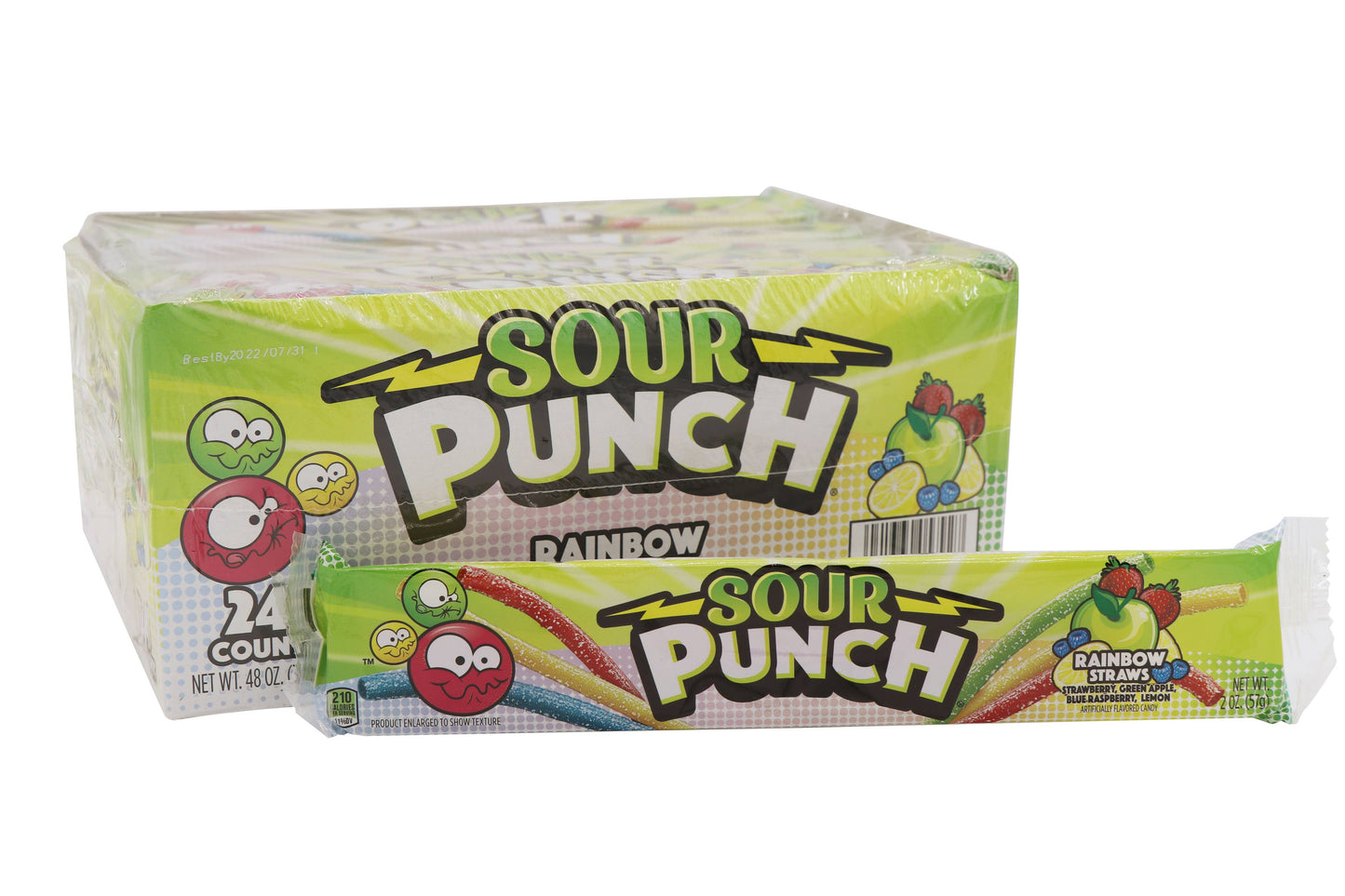 Sour Punch Straws Rainbow, 2oz, 24ct Case