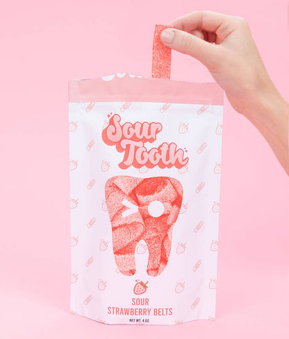 Sour Strawberry Belts — 4oz, Imported from Spain