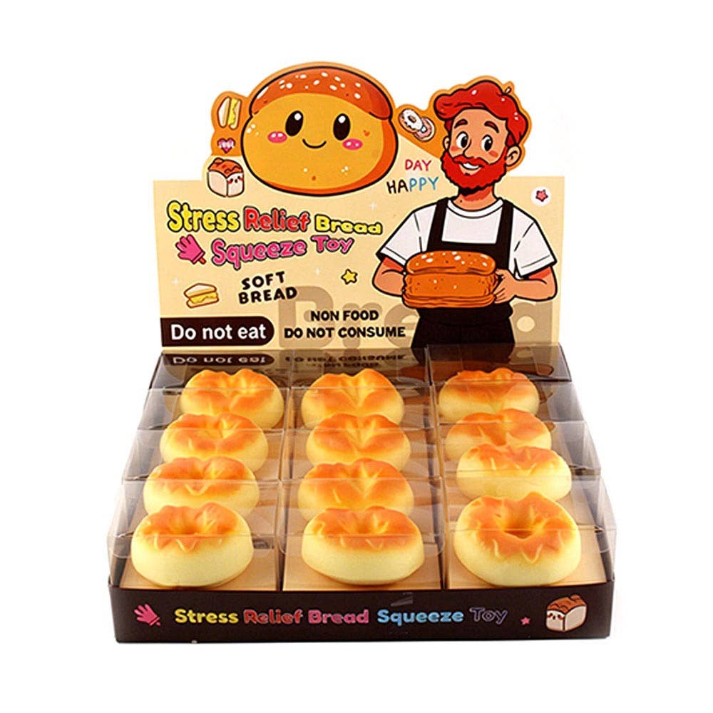 12PCS - Bagel Loaf Squeeze Squishy Stress Relief Toy