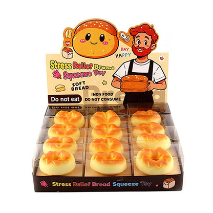 12PCS - Bagel Loaf Squeeze Squishy Stress Relief Toy