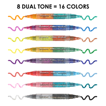 Dual Tone Iridescent Glitter Acrylic Paint Marker Set Of 8