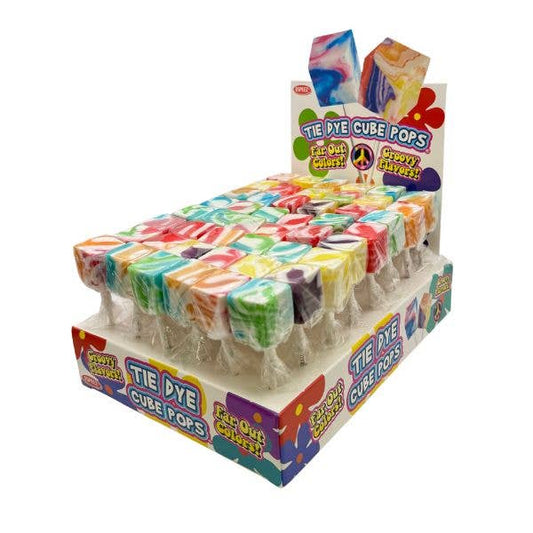 Tie Dye Cube Pop Lollipops 48ct Display Box