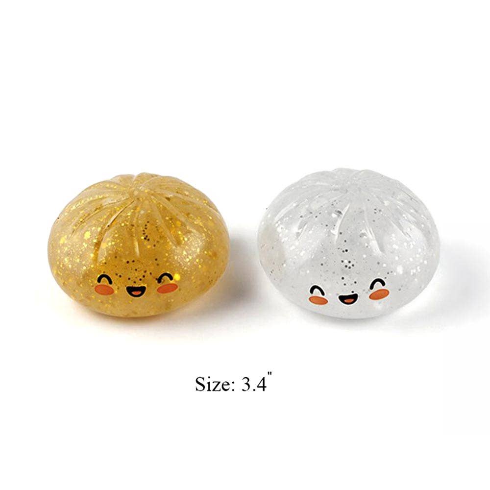 Metallic Smiling Steamed Bao Bun Dumpling Squeeze Squishy Stress Relief Toy