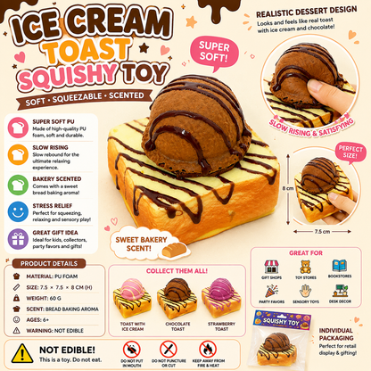 Chocolate Ice Cream Toast Slow Rising Squishy Toy | Scented