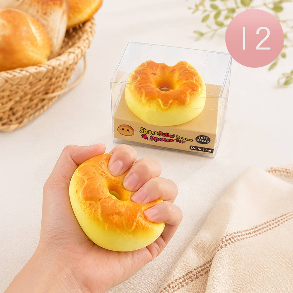 12PCS - Bagel Loaf Squeeze Squishy Stress Relief Toy