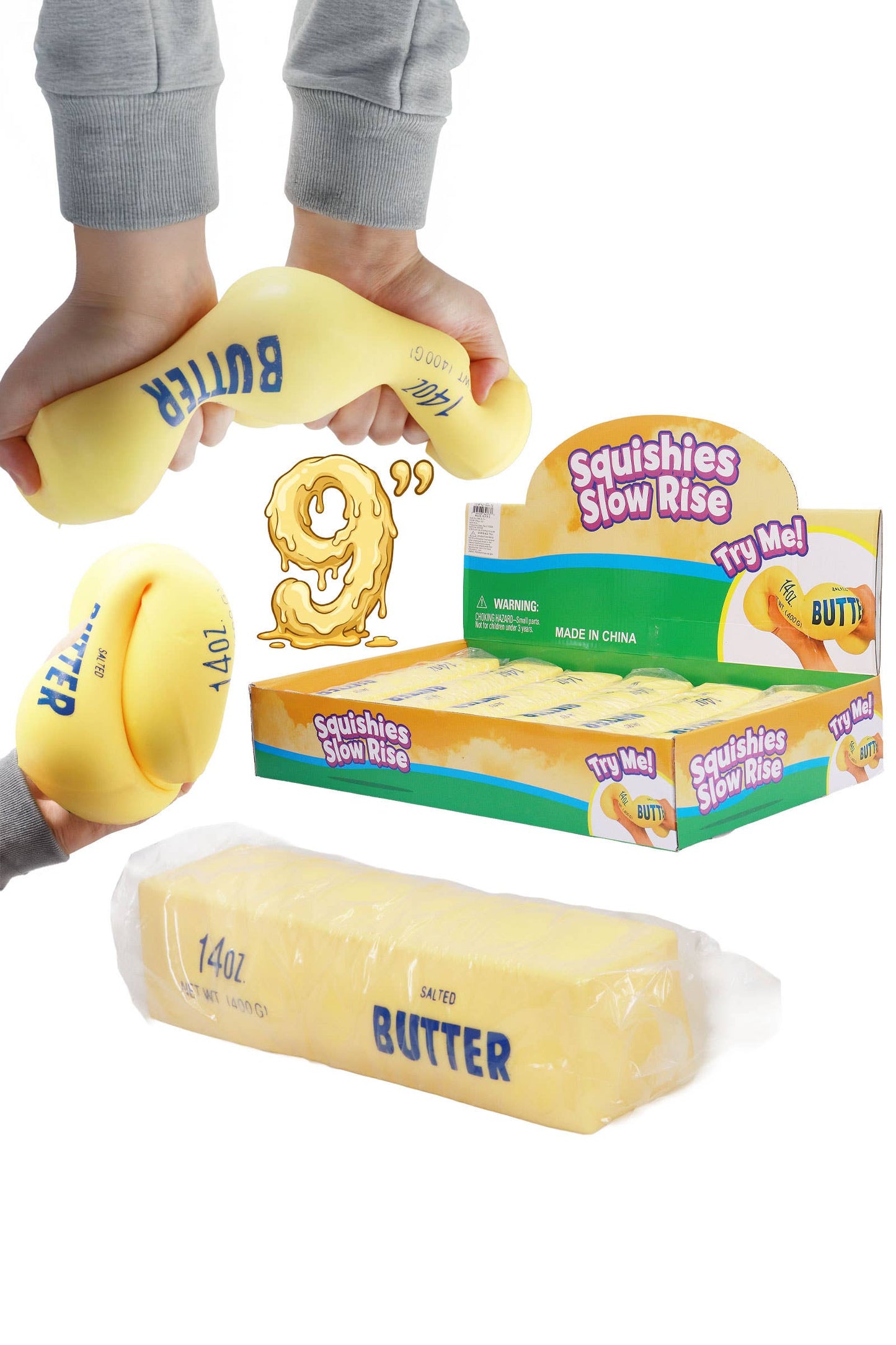 Jumbo Butter Stick Scented Fluffy Slime Squishy - 9 Inch