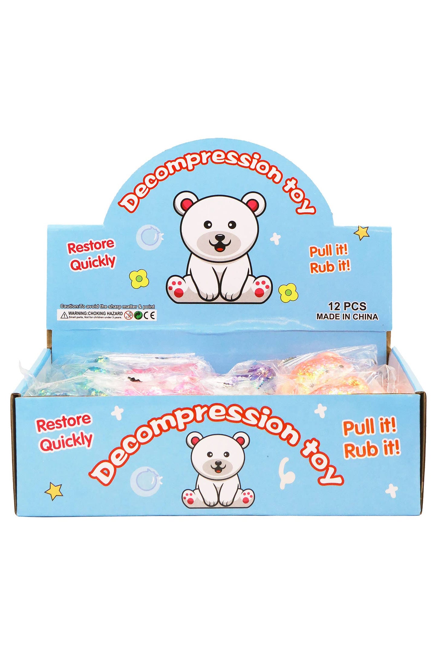 Cute Teddy Bear Glittery Maltose Putty Filled Squishy
