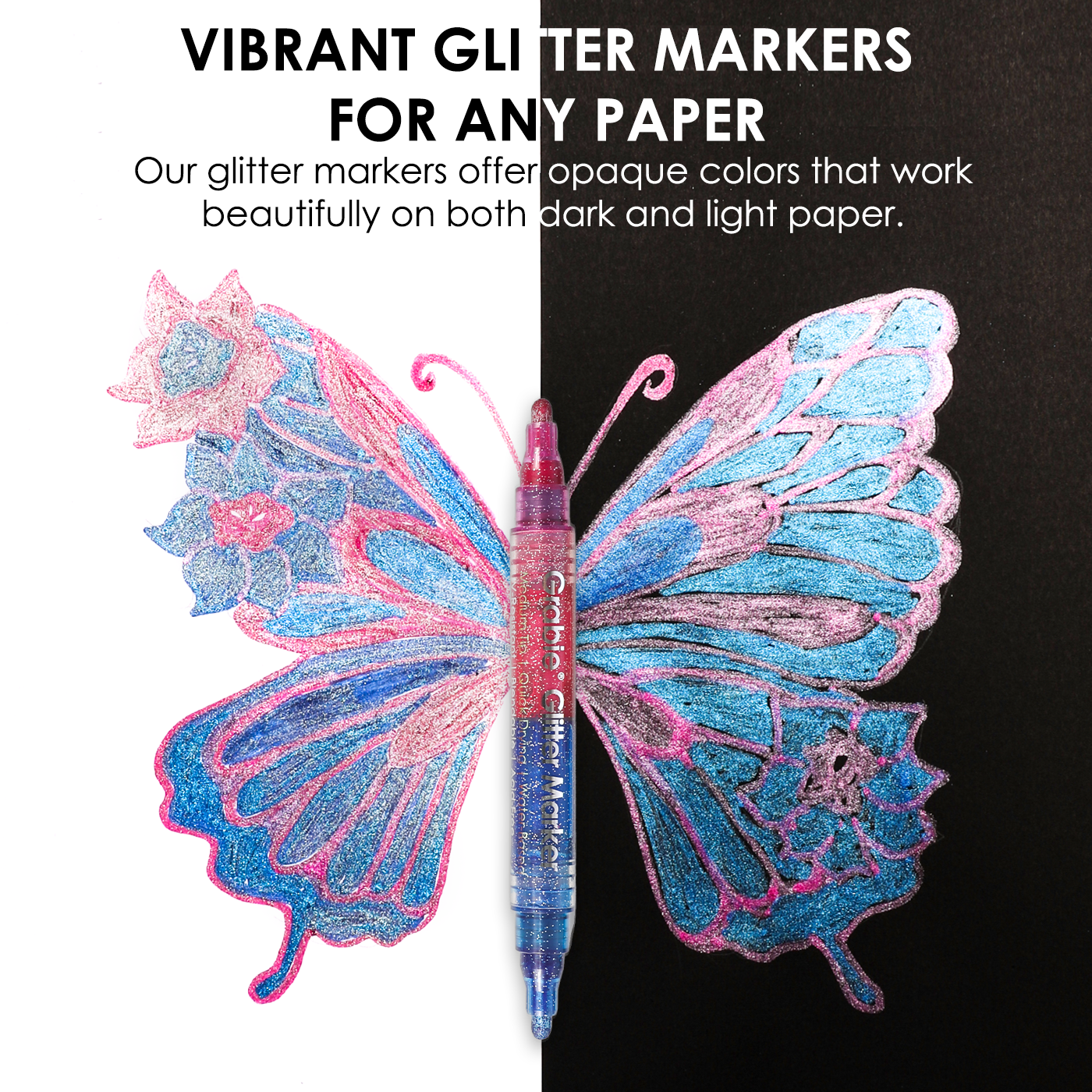 Dual Tone Iridescent Glitter Acrylic Paint Marker Set Of 8