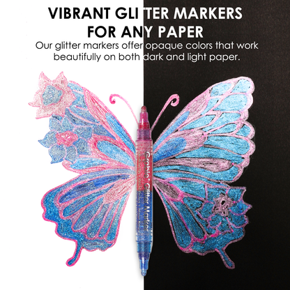 Dual Tone Iridescent Glitter Acrylic Paint Marker Set Of 8