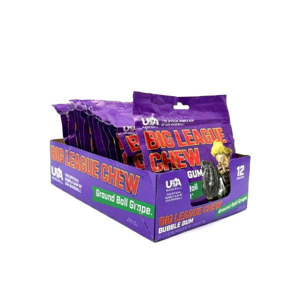 Big League Chew Ground Ball Grape Gum, 12ct Pouches