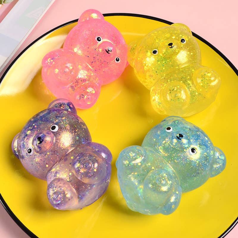 Cute Glitter Bear Squishy Squeeze Toy Fidget Toy