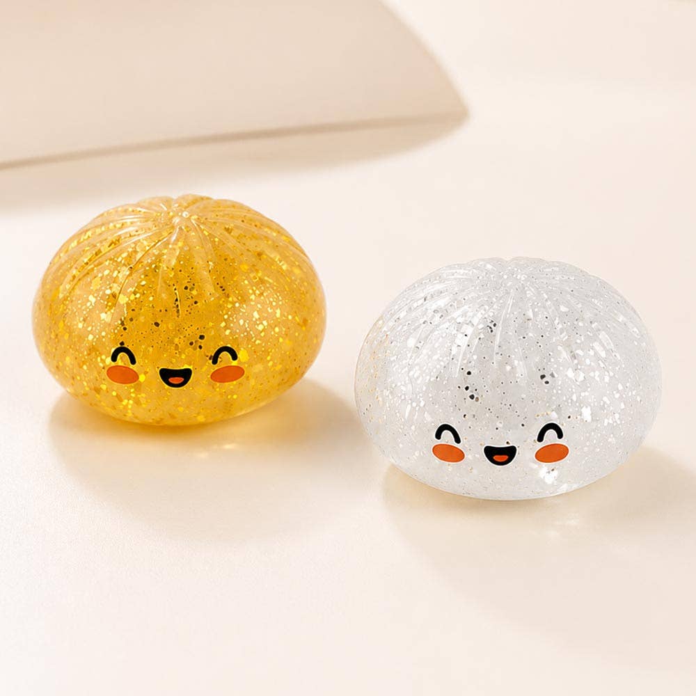 Metallic Smiling Steamed Bao Bun Dumpling Squeeze Squishy Stress Relief Toy