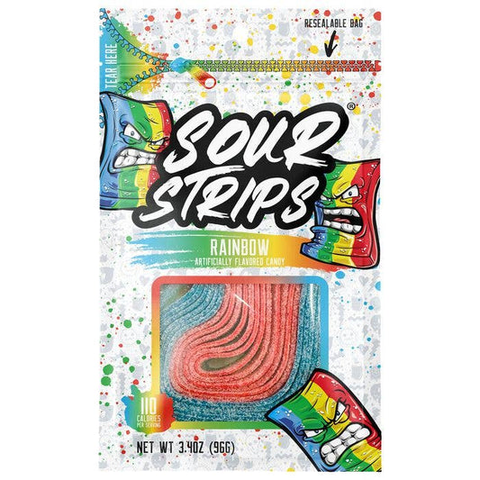 Sour Strips Rainbow 3.4oz Peg Bag, 12ct