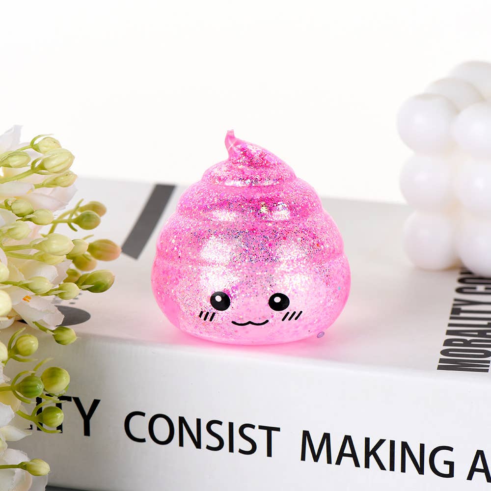 Maltose Glitter smiley Poop Squeeze Toy