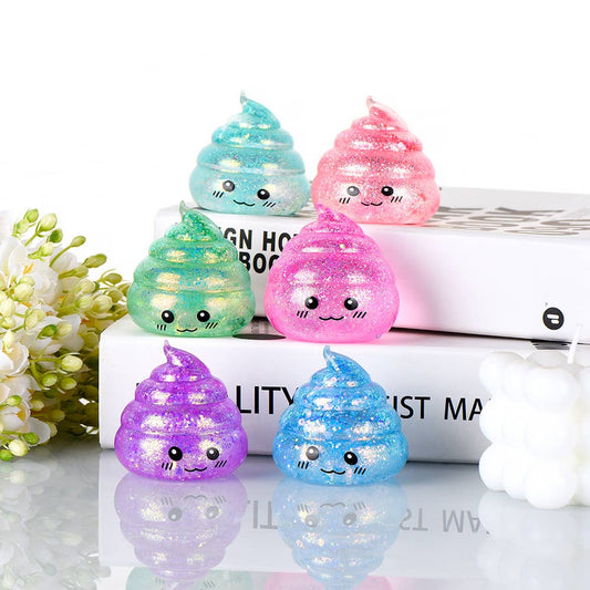 Maltose Glitter smiley Poop Squeeze Toy