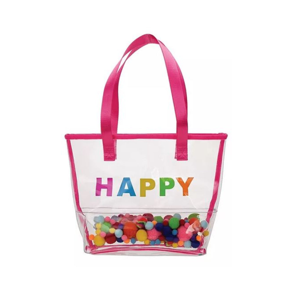 Happy Clear Tote W Pompom