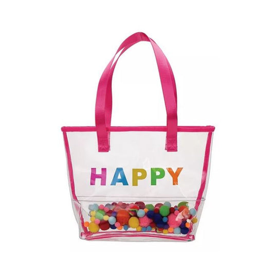 Happy Clear Tote W Pompom