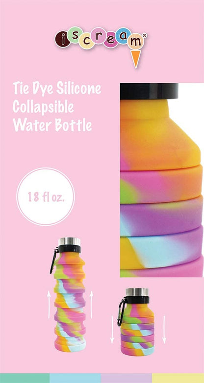 Collapsible Silicone Water Bottle Tie Dye-3
